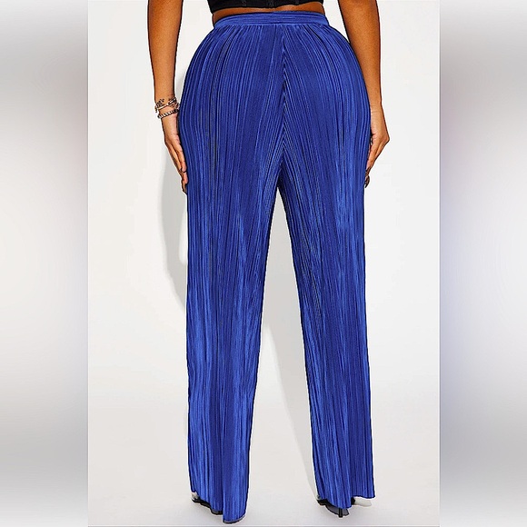 CHIC NWT❣️💙🦋🧵 Wide Leg Plisse Pant - Royal Blue Sz XL - Picture 3 of 3